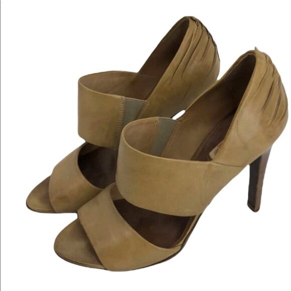 Allsaints tan leather high heels  open toe size 37 - Picture 14 of 15